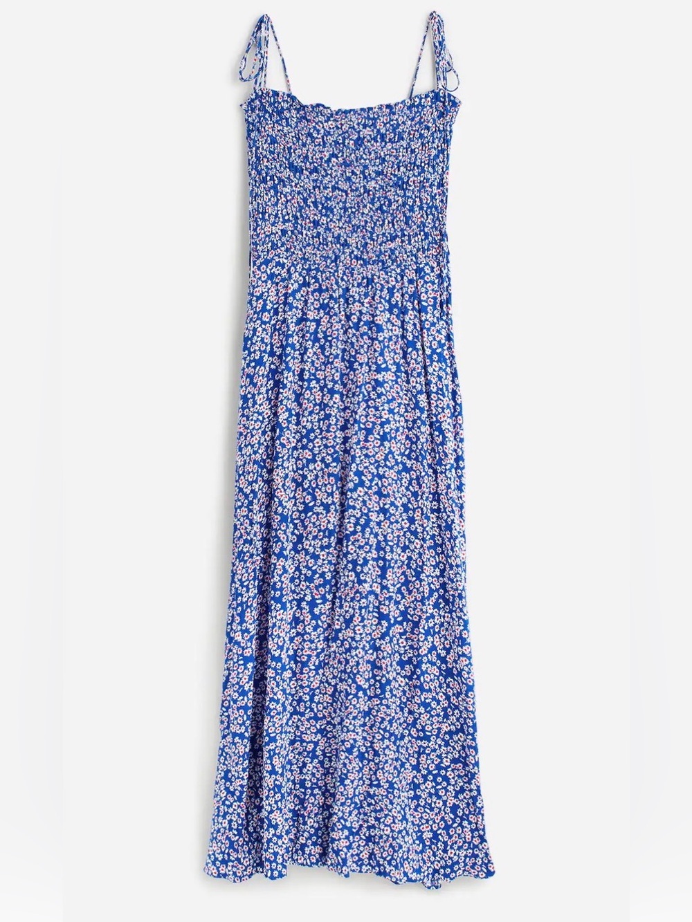 NWT Madewell Smocked Tie-Strap Midi Dress in Blue/Red Floral Size 2